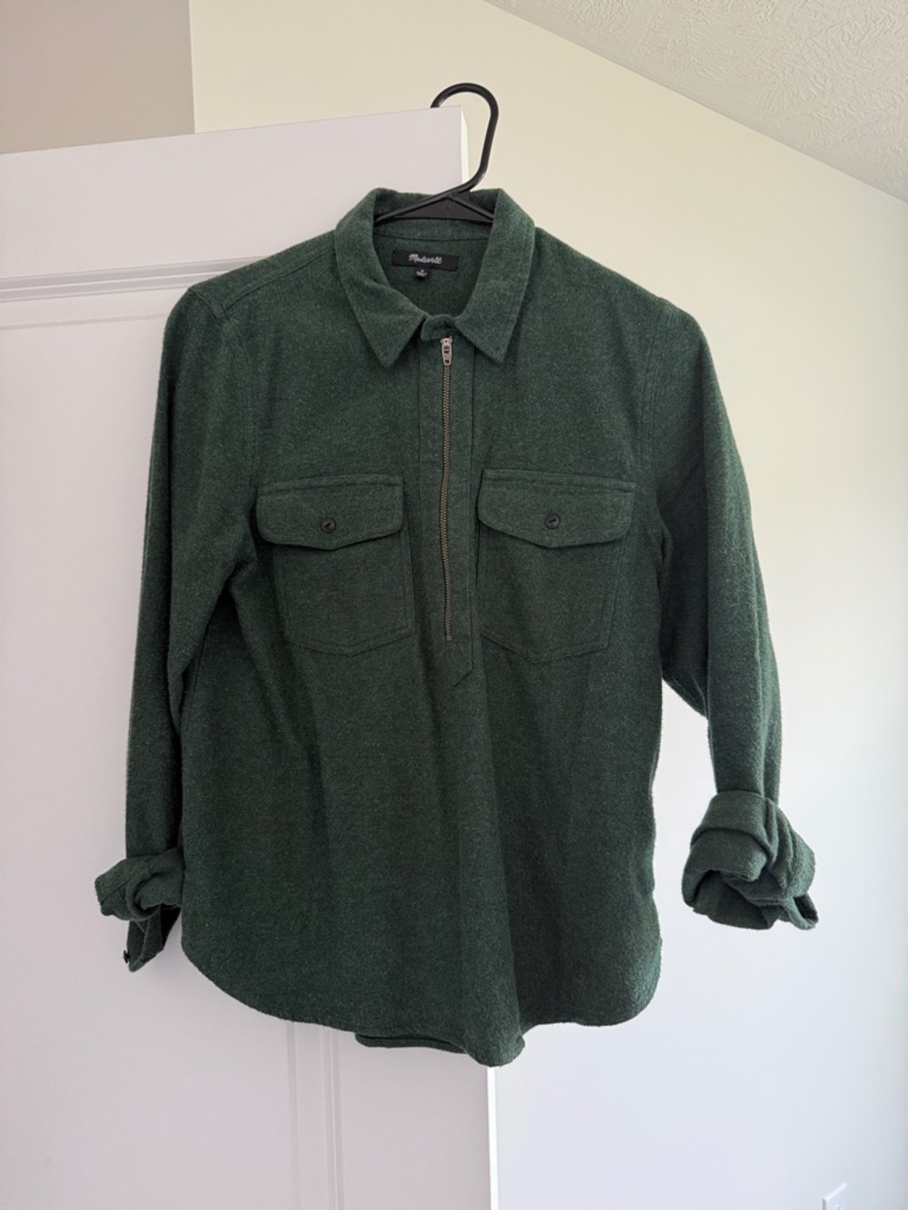 Madewell Half Zip Dark Green Shirt Jacket